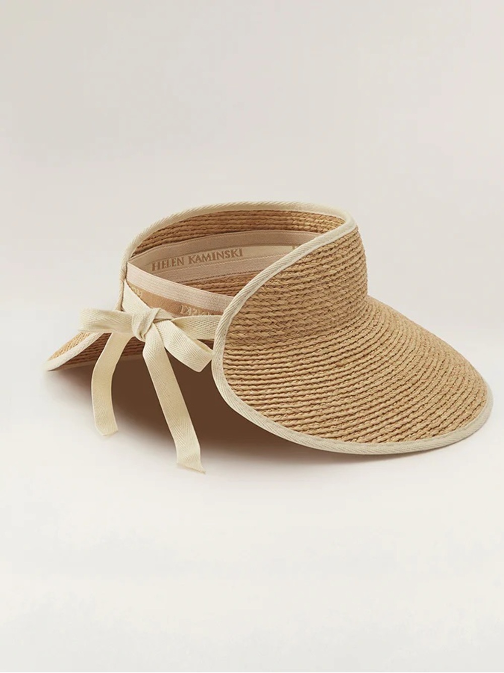 Helen Kaminski Mai Straw Visor with Cream Trim - Picture 5 of 5